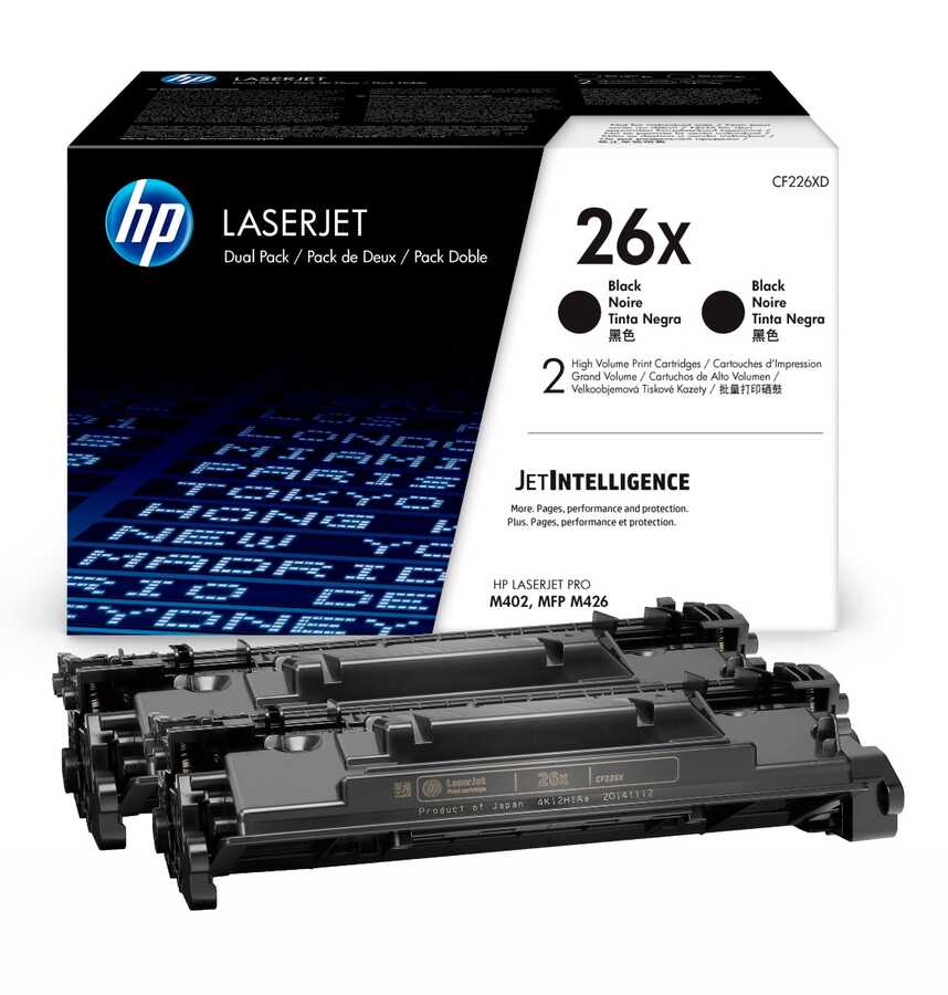 Toner Hp Lj 26X (CF226XD) Negro Dual Pack 9,000 Pag LaserJet Pro M402dn Toner Hp Lj 26X (CF226XD) Negro Dual Pack 9,000 Pag LaserJet Pro M402dn