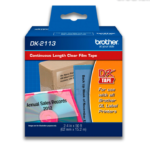 Cinta Brother DK-2113 | Negro Sobre Fondo Transparente 2.4″ x 50 pies 62 mm x 15.24 mts.
