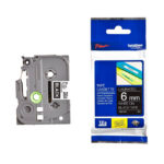 Cinta Brother TZE-315 Blanco sobre Negro 6mm (1/4″) x 8 mts.
