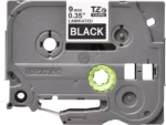 Cinta Brother TZE-325 Blanco sobre Negro 9mm (3/8″) x 8 mts.