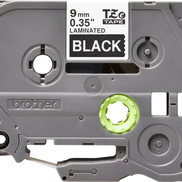 Cinta Brother TZE-325 Blanco sobre Negro 9mm (3/8″) x 8 mts.