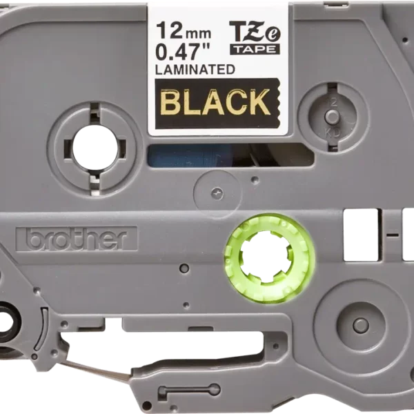 Cinta Brother TZE-334 Dorado sobre Negro 12mm (1/2″) x 8 mts.