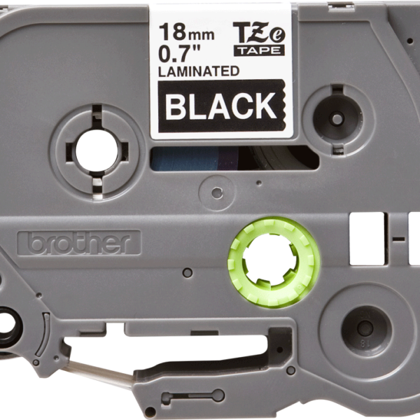 Cinta Brother TZE-345 Blanco sobre Negro 18mm (3/4″) x 8 mts.