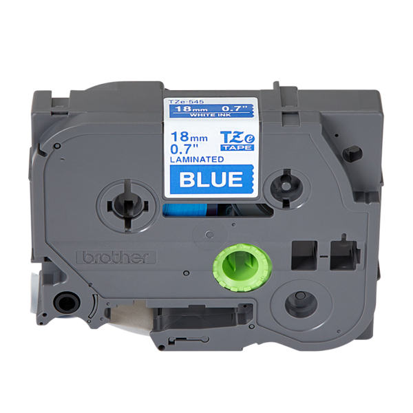 Cinta Brother TZE-545 Blanco sobre Azul 18mm (3/4″) x 8 mts
