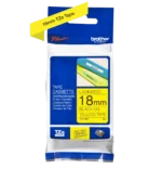 Cinta Brother TZE-641 Negra sobre Amarillo 18mm (3/4″) x 8 mts