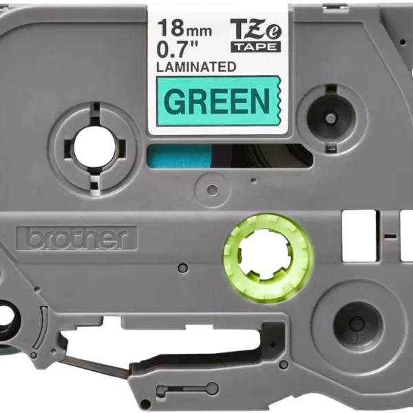 Cinta Brother TZE-741 Negra sobre Verde 18mm (3/4″) x 8 mts