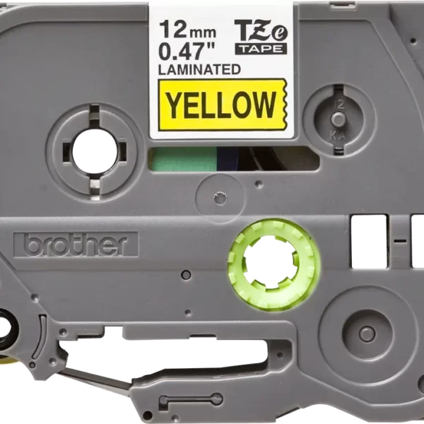 Cinta Brother TZE-FX631 | Negro sobre Amarillo | 12mm (1/2″) x 8 mts