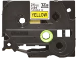Cinta Brother TZE-FX651 Negro sobre Amarillo 24mm (1″) x 8 mts