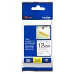 Cinta Brother TZE-S131 Negro sobre Transparente 12mm (1/2″) x 8 mts