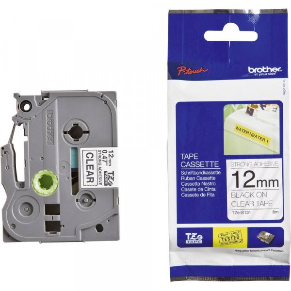 Cinta Brother TZE-S131 Negro sobre Transparente Cinta Brother TZE-S131 Negro sobre Transparente 12mm (1/2″) x 8 mts