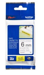 Cinta Brother TZE-S211 Negro sobre Blanco 6mm (1/4″) x 8 mts