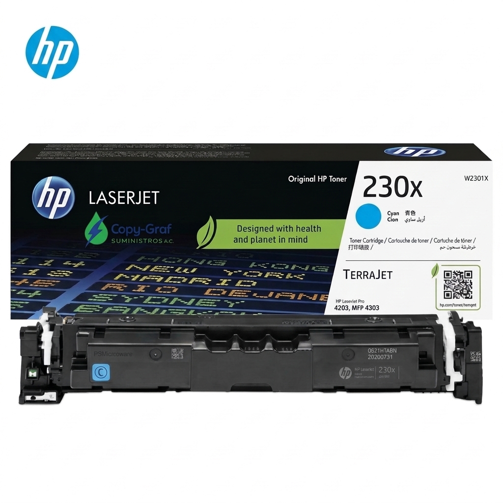 HP 230X CYAN (2) TONER HP W2301X (230X) CYAN LaserJet Pro 4203,Mfp 4303 - Imagen 1